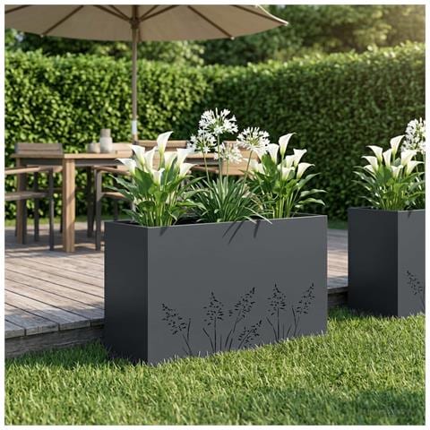 Vaso da giardino Antracite 80 x 20 x 49 cm - Foto 2