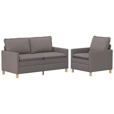 Set di divani 2 pz Tortora Tessuto - Foto 1