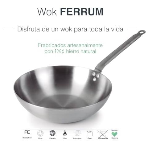 63828 - Wok in ferro, wok in ferro 100% naturale, adatto a tutti i tipi di fonti di calore - Foto 2