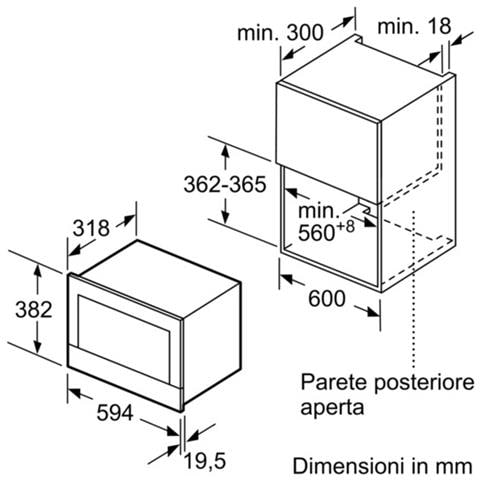 BE634RGS1 Forno Microonde da Incasso con Grill Capacità 21 Litri Potenza 900 Watt Colore Nero / Acciaio Inox - Foto 5