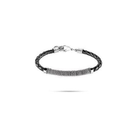 Bracciale Da Uomo In Acciaio Ed Ecopelle Szv03 - Foto 1