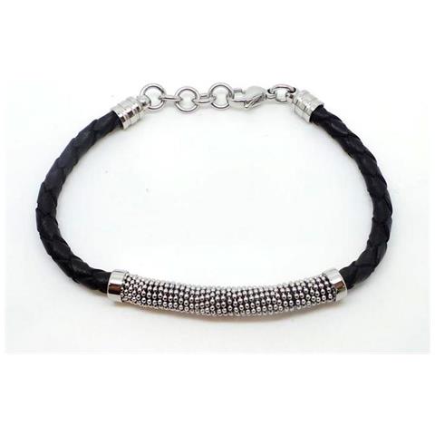 Bracciale Da Uomo In Acciaio Ed Ecopelle Szv03 - Foto 6