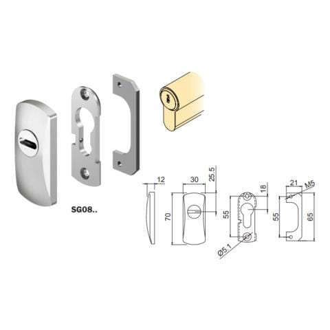 Sg08d1 Defender Rettangolare Per Profili Stretti Cromo Satinato - Foto 2