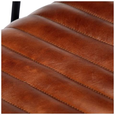 Sedia A Dondolo Marrone In Vera Pelle - Foto 2