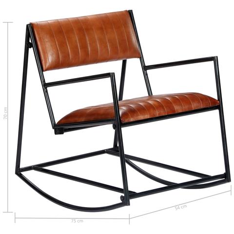 Sedia A Dondolo Marrone In Vera Pelle - Foto 9