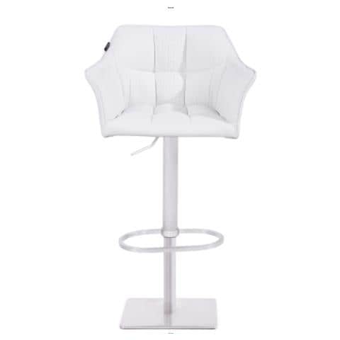 Sgabello DAMASO B con Telaio a 4 Gambe Nero, in Tessuto Bianco Telaio Acciaio Inox - Foto 1