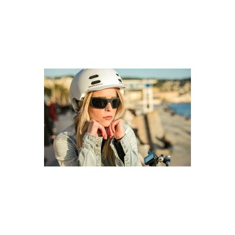 Caschetto Da Bici Bianco Opaco Con Luci Led : Frontali Bianche, Posteriori Rosse E Luci Di Direzione. Bluetooth Integrato. Taglia L - Foto 1