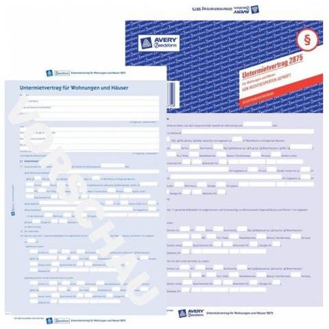Zweckform Vordruck ""untermietvertrag"", A4, 2-seitig - Fr Den Markt: D - L - A - 25 Stck (2875) - Foto 1