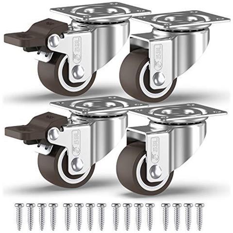 Piccolo Castor Ruote 25mm Viti 40kg 4 Spostare Caster Ruote Con Freno Heavy Duty Girevole Ruote Per Mobili - Carrello Ruote Con Tpr Gomma Heavy Duty Rotelle Per Mobili - Foto 1