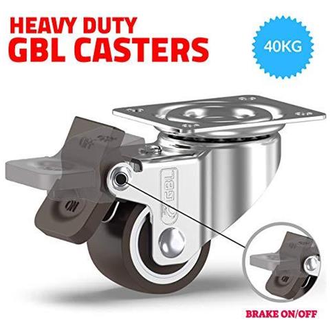 Piccolo Castor Ruote 25mm Viti 40kg 4 Spostare Caster Ruote Con Freno Heavy Duty Girevole Ruote Per Mobili - Carrello Ruote Con Tpr Gomma Heavy Duty Rotelle Per Mobili - Foto 4