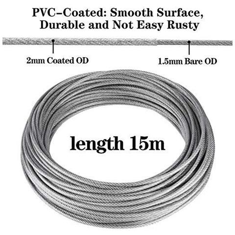 24 Corda Pz Garden Filo Immagine Wire Wire Fence Rotolo Kit 304 In Acciaio Inox M5 Corda Tenditore Tenditore Cavo Corda Redancia - Foto 2