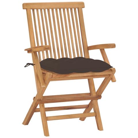 Sedie da Giardino e Cuscini Grigio Talpa 8 pz Massello di Teak - Foto 10