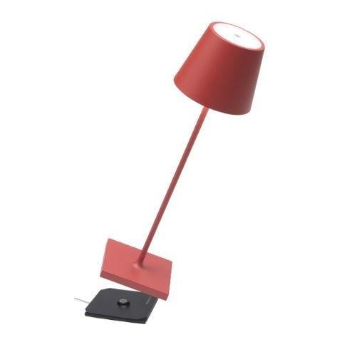 Poldina Pro Lampada Da Tavolo Led Wireless Ricaricabile Dimmer Touch 2700k-3000k Ip65 Uso Interno/esterno H.38cm - Rosso - Foto 1