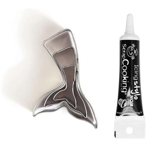 3 Mini Frese In Acciaio Inox Sirene + Penna Per Glassa Nera - Foto 1