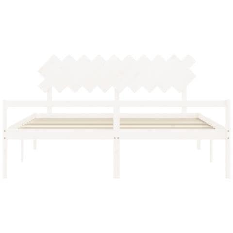 Giroletto Con Testiera Bianco 200x200 Cm In Legno Massello - Foto 9