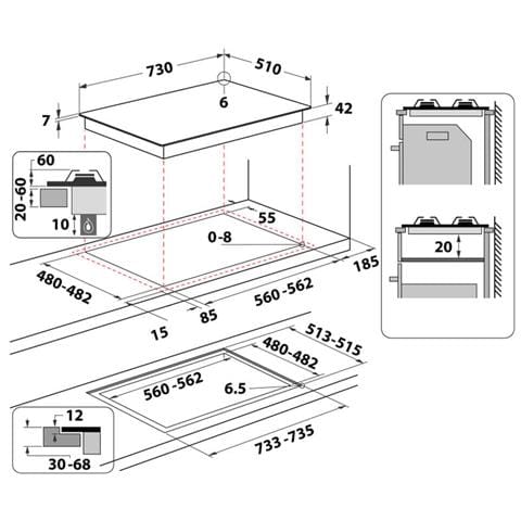 Piano Cottura GOA7523/NB1 a Gas 5 Fuochi Gas Colore Nero - Foto 5