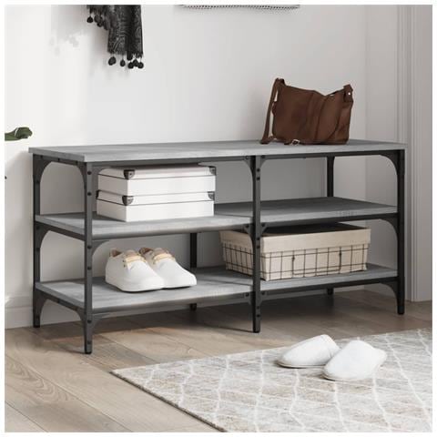 Panca Porta Scarpe Grigio Sonoma 100x38,5x49 Legno Multistrato - Foto 1