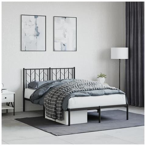 Giroletto Con Testiera In Metallo Nero 120x190 Cm - Foto 1