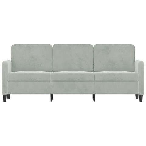 Divano A 3 Posti Grigio Chiaro 180 Cm In Velluto - Foto 3