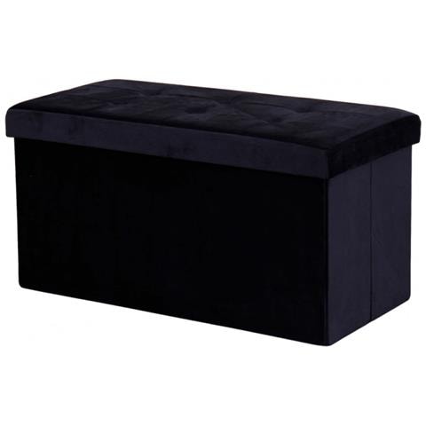 Pouf Contenitore Rettangolare In Velluto Nero - Foto 1