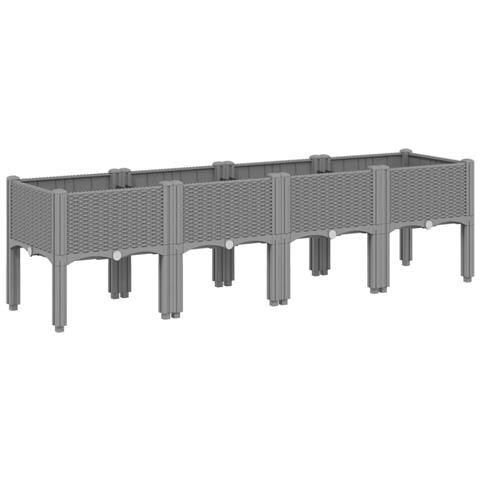 Fioriera Da Giardino Con Gambe Grigio Chiaro 160x40x42 Cm In Pp - Foto 2