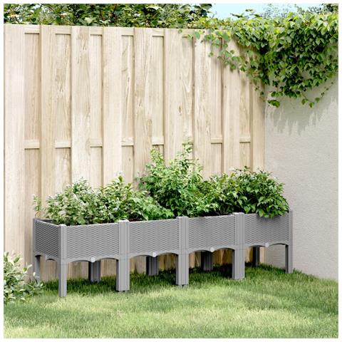 Fioriera Da Giardino Con Gambe Grigio Chiaro 160x40x42 Cm In Pp - Foto 1