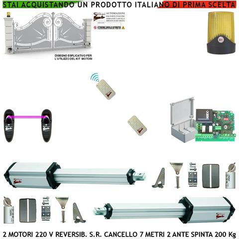 Kit Base Apricancello Ricambio Per Cancello Da 7 Metri 2 Ante Da 3,5 Metri 2 Motori Lineari 230 V Stelo Retrattile Rev - Foto 1