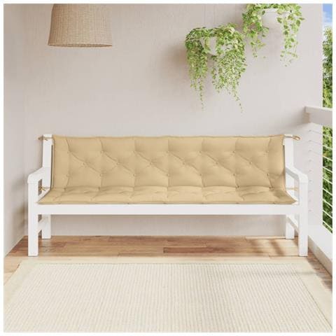 Cuscini Panca Giardino 2pz Beige Mélange 200x50x7 Cm Tessuto - Foto 3