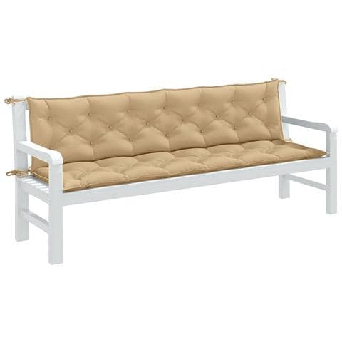 Cuscini Panca Giardino 2pz Beige Mélange 200x50x7 Cm Tessuto - Foto 1