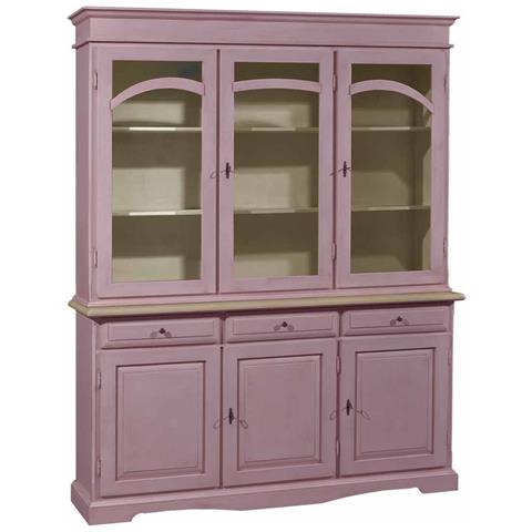 Cristalliera 3 Ante Legno Pennellato Lavanda 156x42x205 - Foto 1