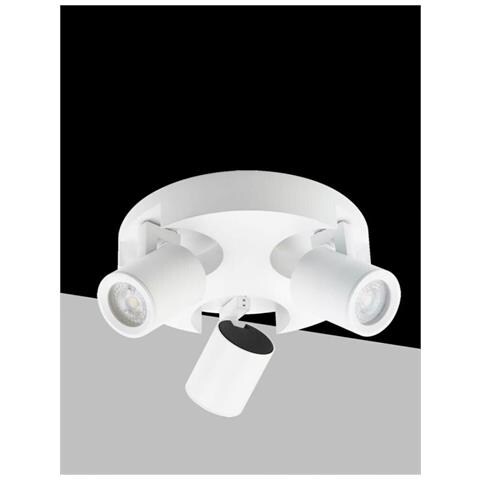 Plafoniera Da Soffitto Lampada Tonda 3 Porta Faretto Orientabile Gu10 Bianco - Foto 1