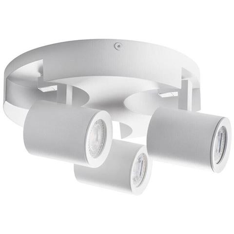 Plafoniera Da Soffitto Lampada Tonda 3 Porta Faretto Orientabile Gu10 Bianco - Foto 2