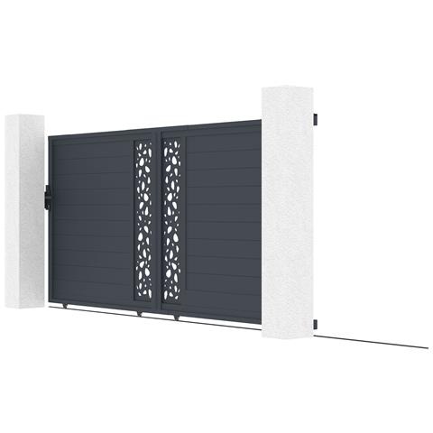 Cancello Scorrevole 4m Sunny H. 180cm Grigio Alluminio + 2 Montanti 20x20cm H. 190cm - Foto 2