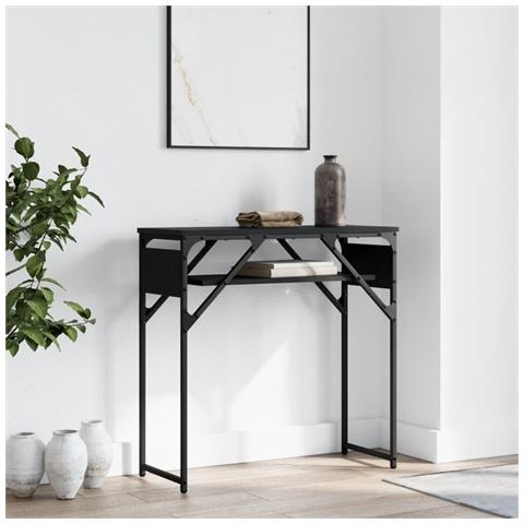 Tavolo Consolle Con Ripiano Nero 75x30x75cm Legno Multistrato - Foto 1