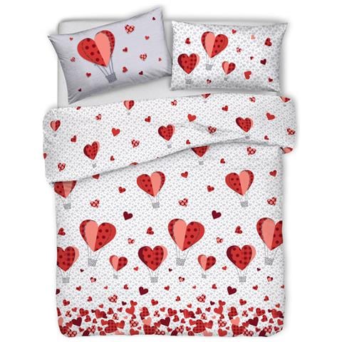 Copripiumino Sacco Piumone Pensieri Delicati Cotone Disegno Mongolfiera Singolo Rosso - Foto 1