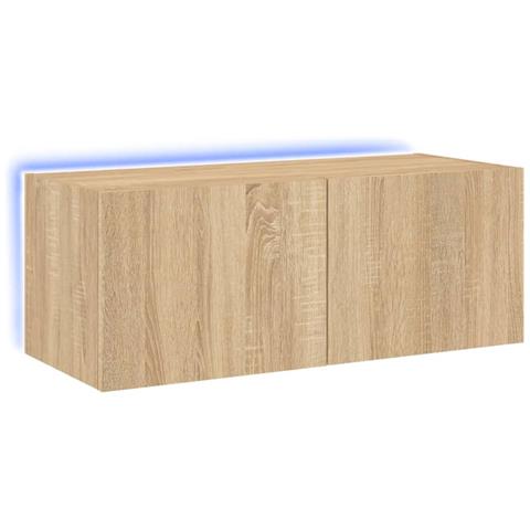Mobile TV a Parete con Luci LED Rovere Sonoma 80x35x31 cm - Foto 1
