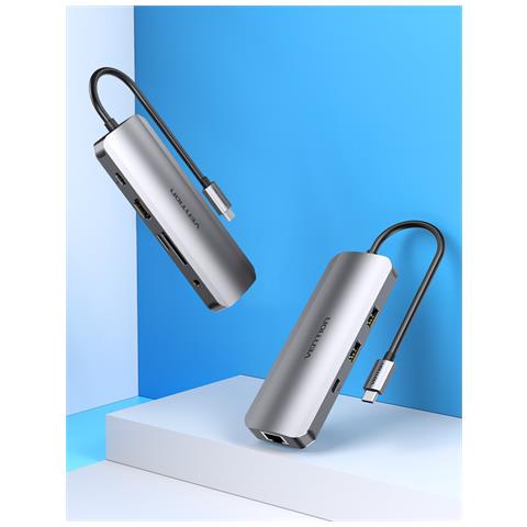 Vention TOMHB replicatore di porte e docking station per laptop Cablato USB 3.2 Gen 1 (3.1 Gen 1) Type-C Argento - Foto 2