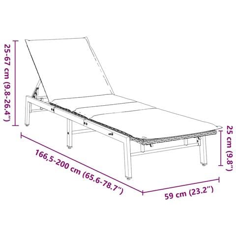 Lettino Prendisole con Cuscino Grigio in Polyrattan - Foto 9