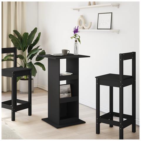 Tavolo Bar Con Portaoggetti Nero 60x60x102 Cm In Multistrato - Foto 3