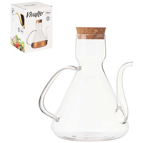 Dam Contenitore Olio Borosilicato Con Coperchio In Sughero 750ml 18x12x18 Cm. Colore Trasparente - Foto 1