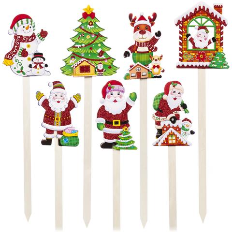 Decorazione Natalizia In Cartone Piuma Con Picchetto, 68cm. 7 Design Casuali. - Foto 1