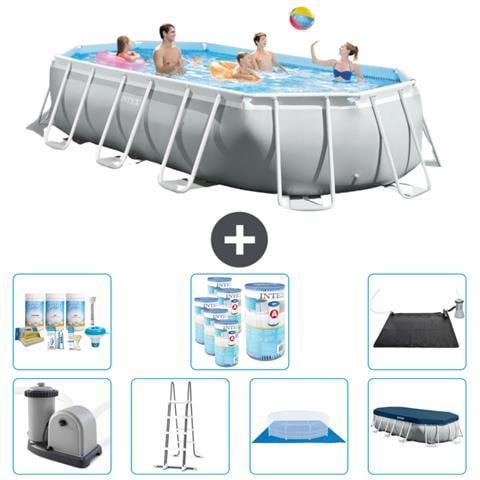 Piscina Fuori Terra - Ovale - 503x274x122 Cm - Grigio - Include Accessori Coordinati Cb44 - Foto 1