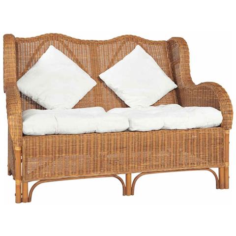 Lusso Casadino - Divano A 2 Posti Marrone Chiaro In Rattan Naturale E Lino - Foto 2