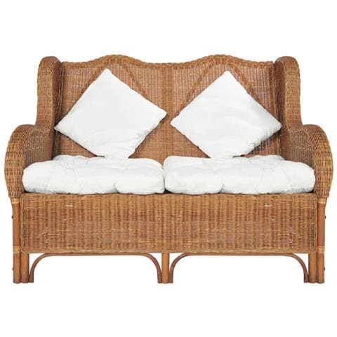 Lusso Casadino - Divano A 2 Posti Marrone Chiaro In Rattan Naturale E Lino - Foto 1