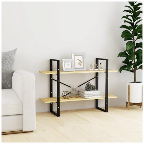 Libreria A 2 Ripiani 100x30x70 Cm In Legno Massello Di Pino - Foto 8