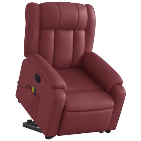 Lusso Casadino -  Poltrona Alzapersone Massaggi Reclinabile Rosso Vino Similpelle - Foto 2