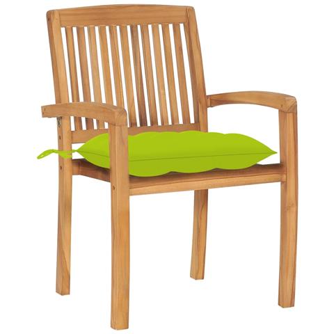 Lusso Casadino -  Sedie Da Giardino 2pz Cuscini Verde Brillante Teak Massello - Foto 1