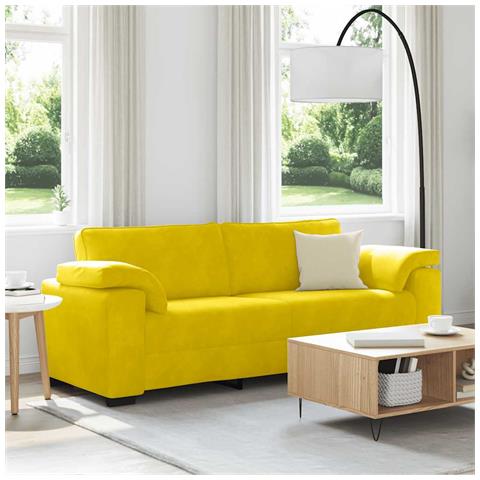 Divano a 3 Posti Giallo 178 cm in Velluto - Foto 2