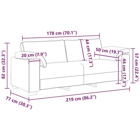 Divano a 3 Posti Giallo 178 cm in Velluto - Foto 9
