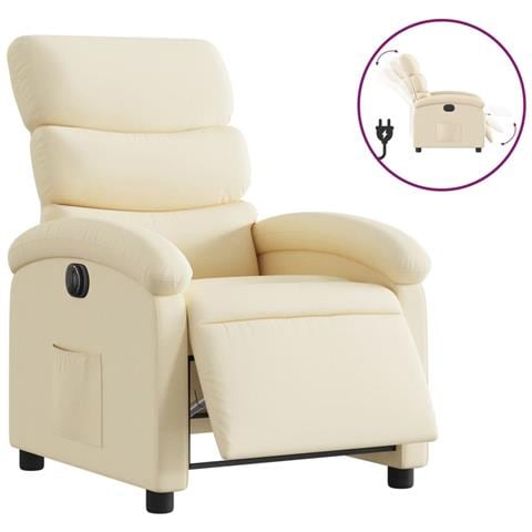 Poltrona Elettrica Reclinabile Crema in Tessuto - Foto 1